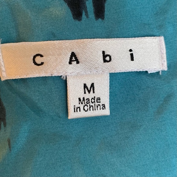 •CAbi• Tiered 100% Silk Top Teal/Black Ombre-Med - Picture 2 of 9